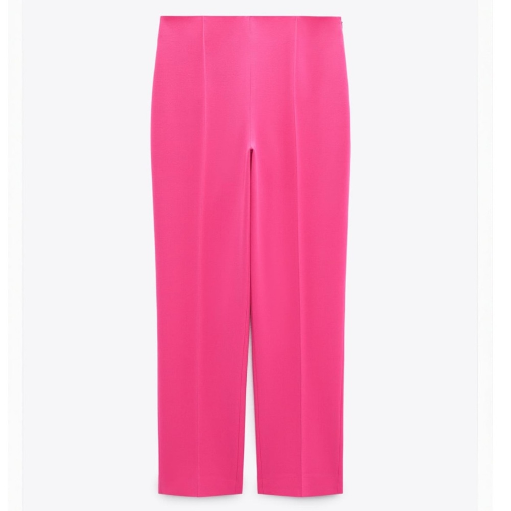 Fuchsia Pink Zara straight pants.